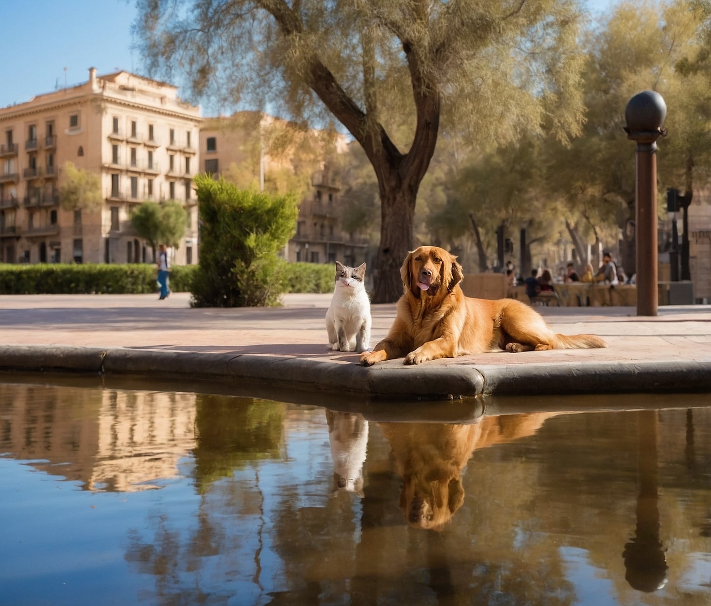 Peludo feliz con canguro